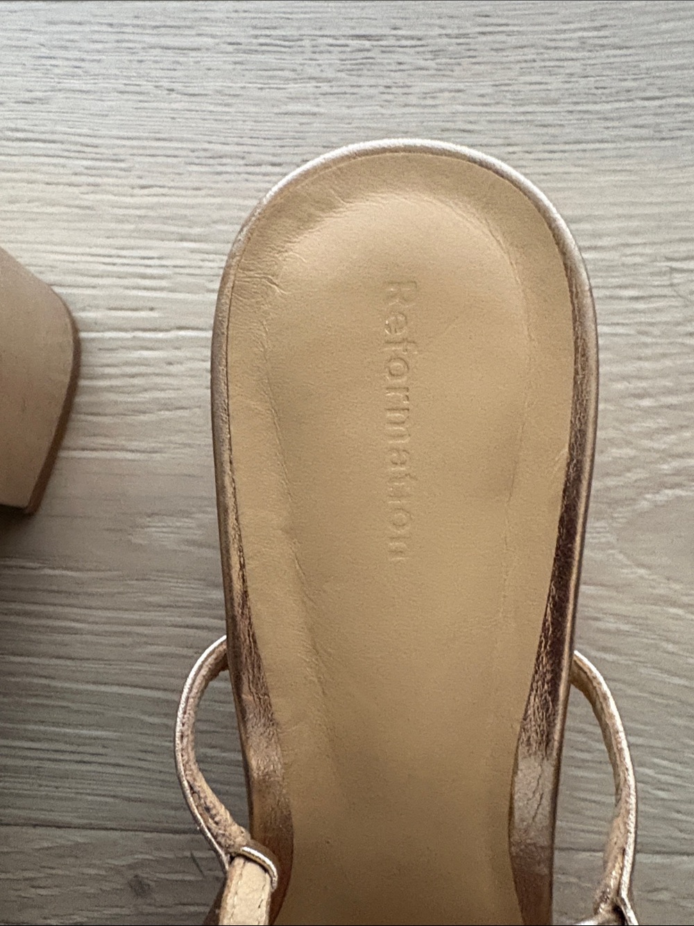 Reformation Eleonora Gold Heel Slingback Sandals - Picture 6 of 6